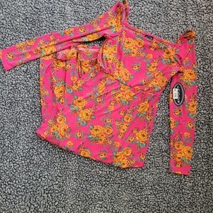 Hot Pink Floral Off Shoulder Dress